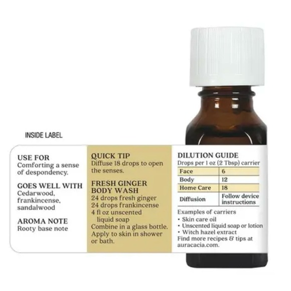 AURA CACIA  NIB  2 Bottles of Fresh Ginger Pure Essential Oil Net .5 FL Oz. each - Picture 4 of 8